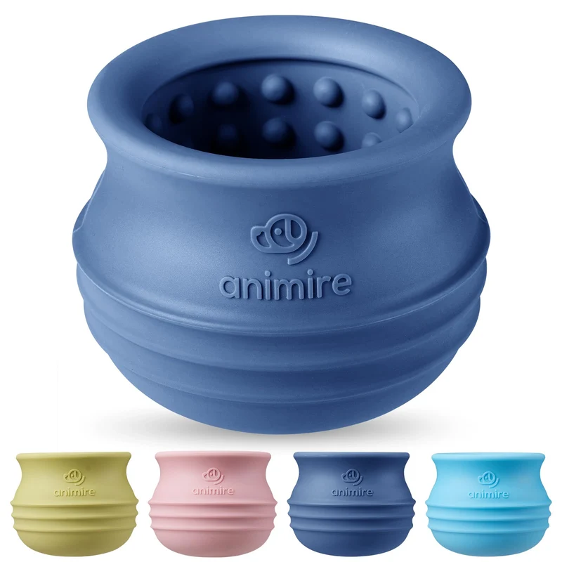 Animire Jouet distributeur de friandises pour chien – Puzzle interactif durable en silicone (Bleu foncé, M)