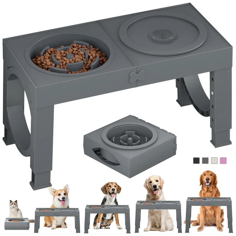 XiaZ Gamelles Élevées pour Chiens – Grand Format, Hauteurs Réglables (9–14 po)