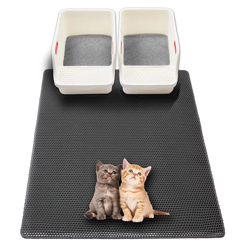 USHARP Tapis à Litière Extra Large 47x28 – Capture Litière, Étanche et Anti-Dérapant, 2 Couches