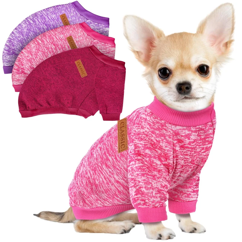 BAOBICUTE 3 Pack Pulls pour Petits Chiens – Manteaux d'hiver en polaire doux et chauds