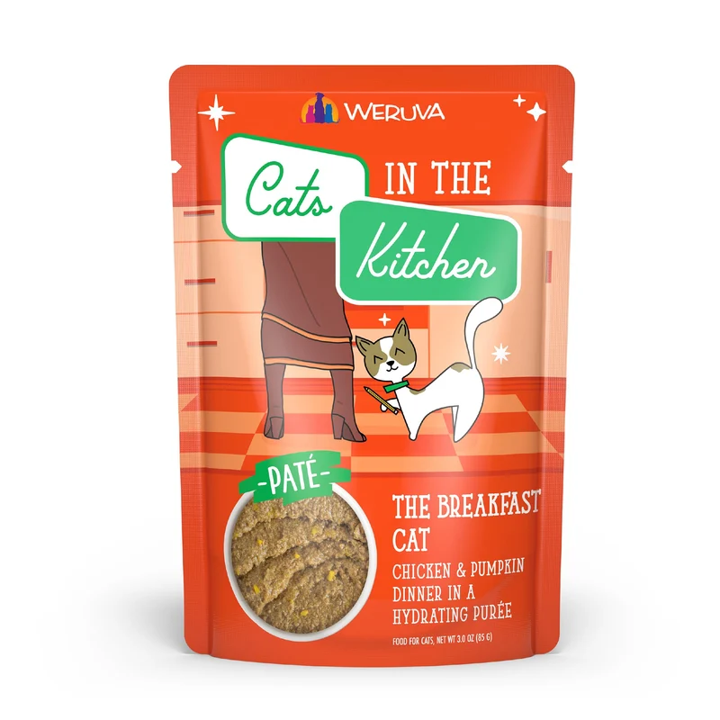 Weruva Cats in The Kitchen Paté The Breakfast Cat au Poulet et Potiron – Sachet 3oz, Pack de 12