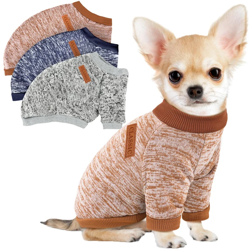 BAOBICUTE — Lot de 3 pulls pour petits chiens et chats, polaire chaude et douce