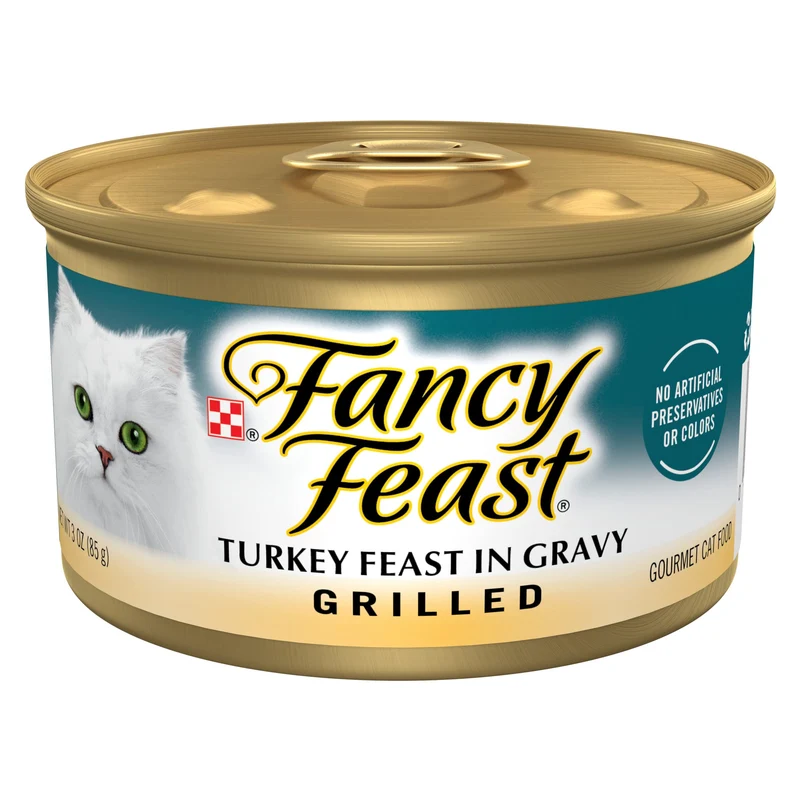 Fancy Feast Dinde Grilée en Sauce – Nourriture Humide pour Chat Adulte, Lot de 24 Boîtes de 85 g
