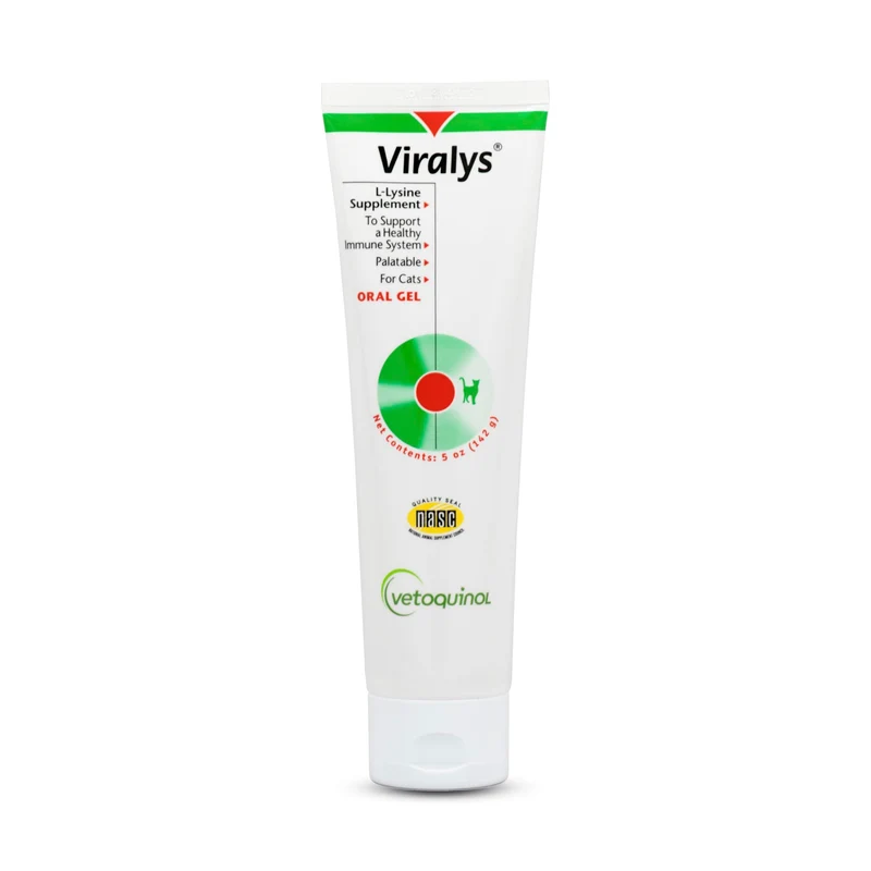 Vetoquinol Viralys Gel de L-Lysine – pour chats et chatons, goût érable, soutien immunitaire et santé oculaire et respiratoire, flacon 5 oz