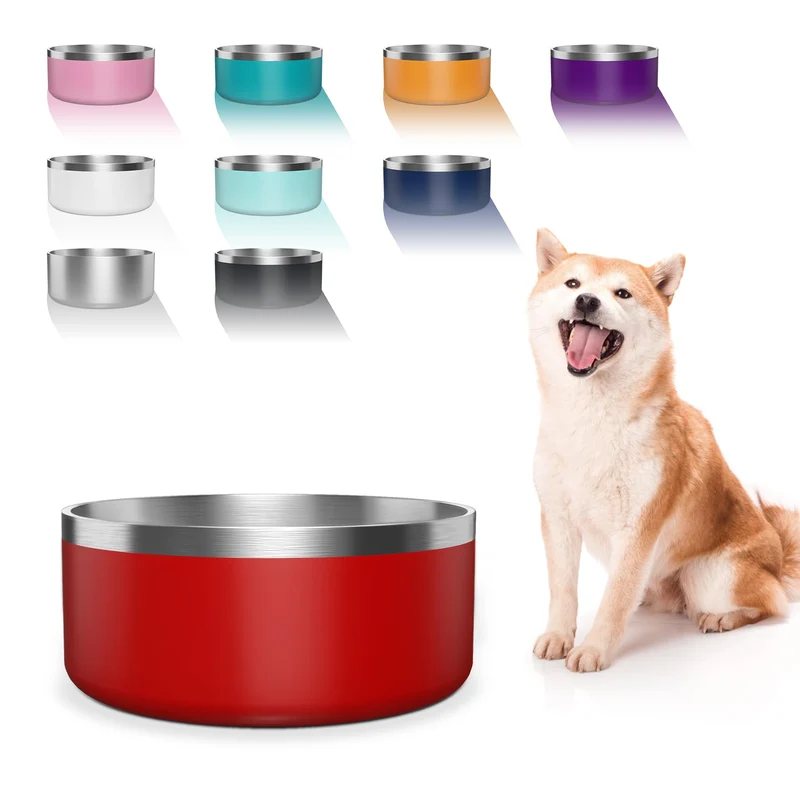 WENBOKMIN – Gamelle pour chien en inox 40oz rouge, anti-glisse et lavable au lave-vaisselle