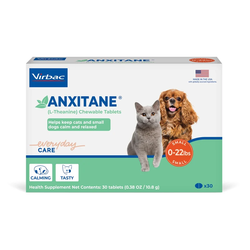 Virbac ANXITANE® (L-Theanine) – comprimés à mâcher pour petits chiens et chats (<10 kg)