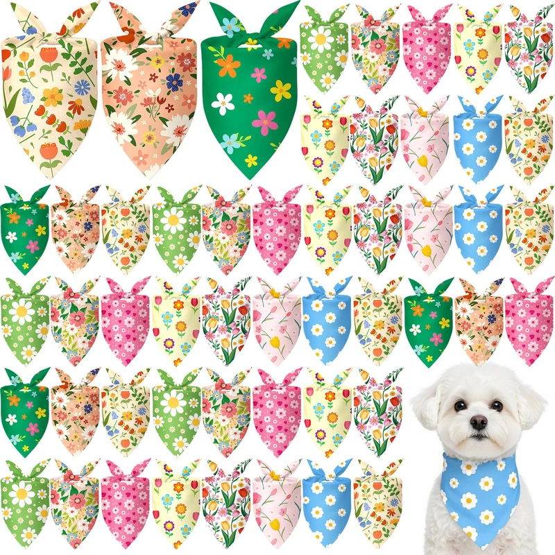 Weewooday – Lot de 50 bandanas pour chien, bandana triangle ajustable (65 × 45 cm), multicolore