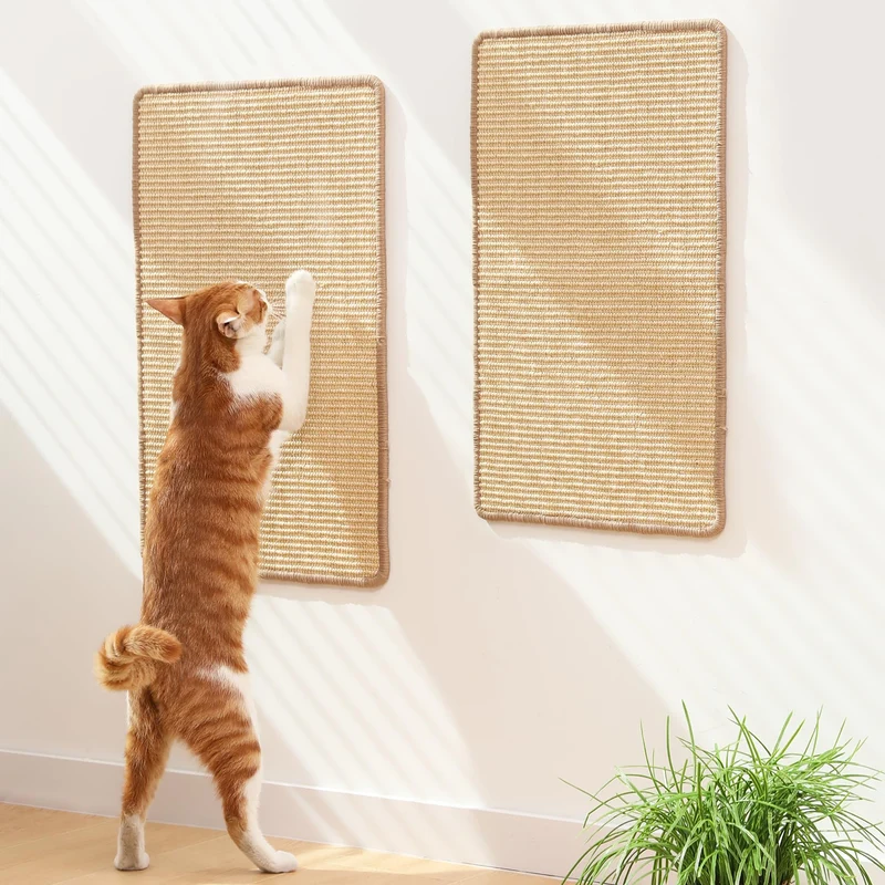 FUKUMARU – Tapis Grattage Chat 2 Pièces, Sisal Naturel 60x40 cm, Protège-Meubles