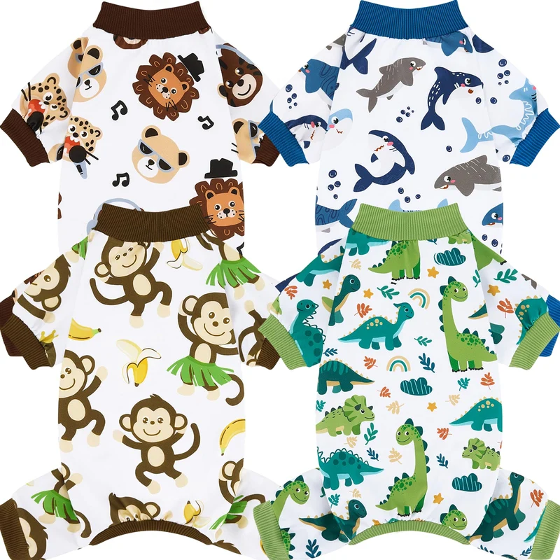 XPUDAC – Lot de 4 pyjamas pour petits et moyens chiens et chats, tissu doux et stretch (taille M)