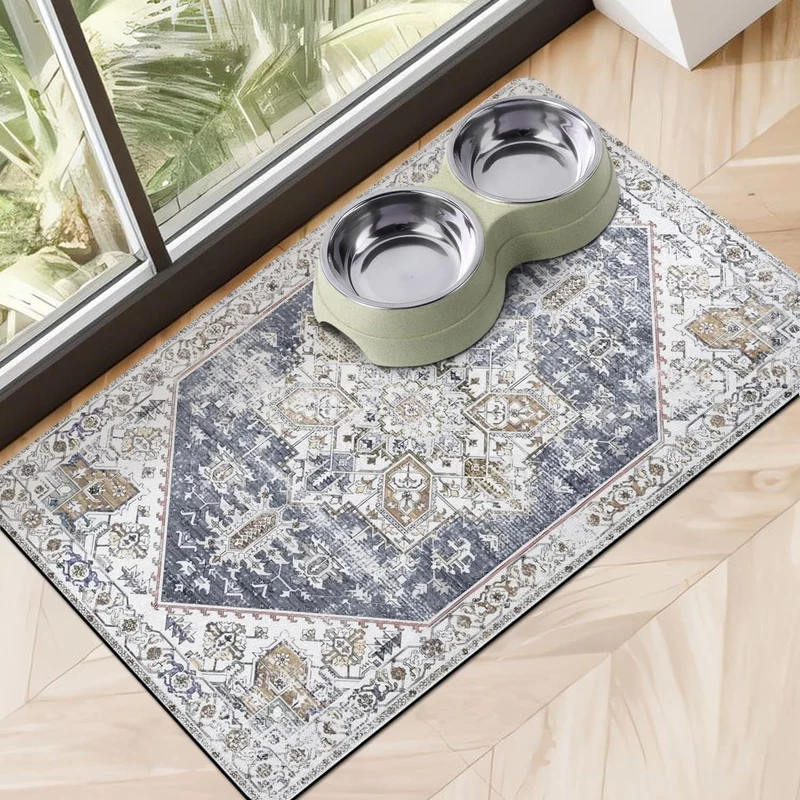 Cuslnox Tapis Nourriture pour Chiens — Absorbant, Anti Glisse et Facile à Nettoyer