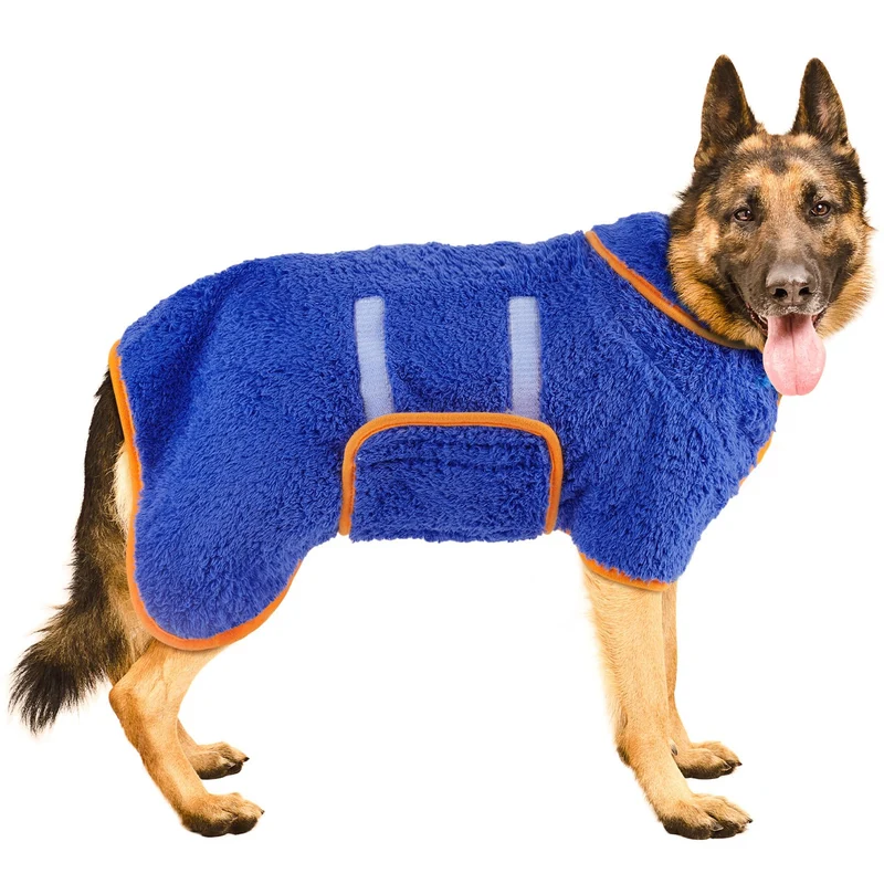 Bienbee Robe pour Chien – Séchage Rapide et Absorption Supérieure, Bleu Foncé, XXL