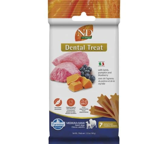 Farmina N&d Pumpkin - Lamb & Blueberry Dental Treats For Dogs - Medium/Maxi 100g