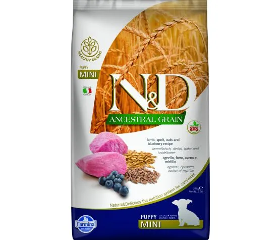 Farmina N&D Ancestral Grain Low Grain - Puppy Lamb & Blueberry Mini