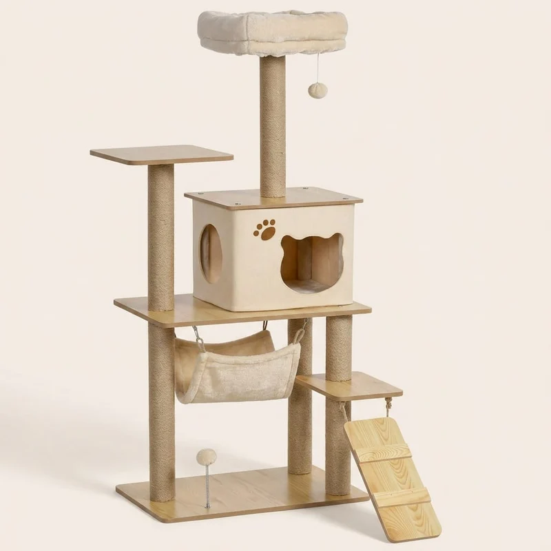 Arbre à chat beige bois — Sode