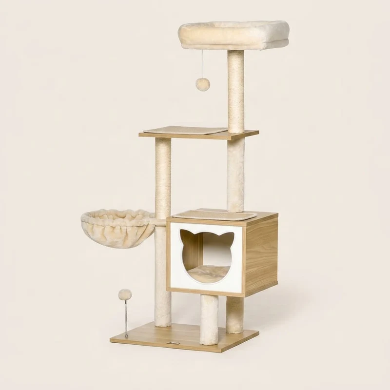 Arbre à chat moderne bois — Hinoki