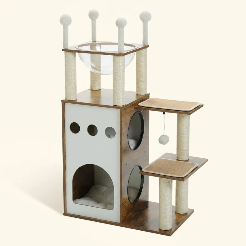 Arbre à chat blanc et bois — Kori