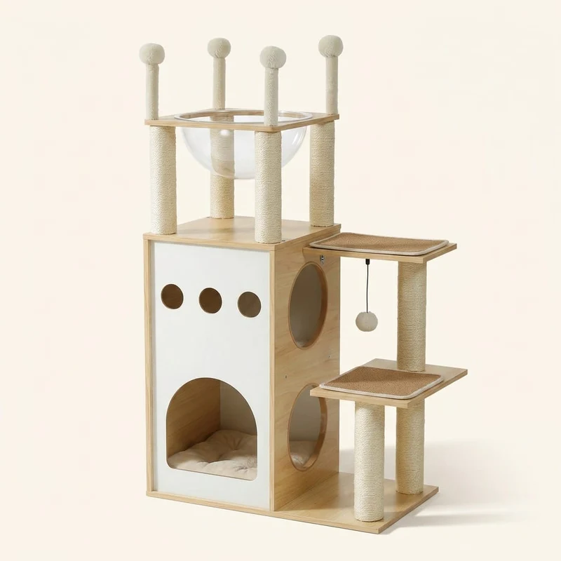Arbre à chat en bois naturel — Kiboku