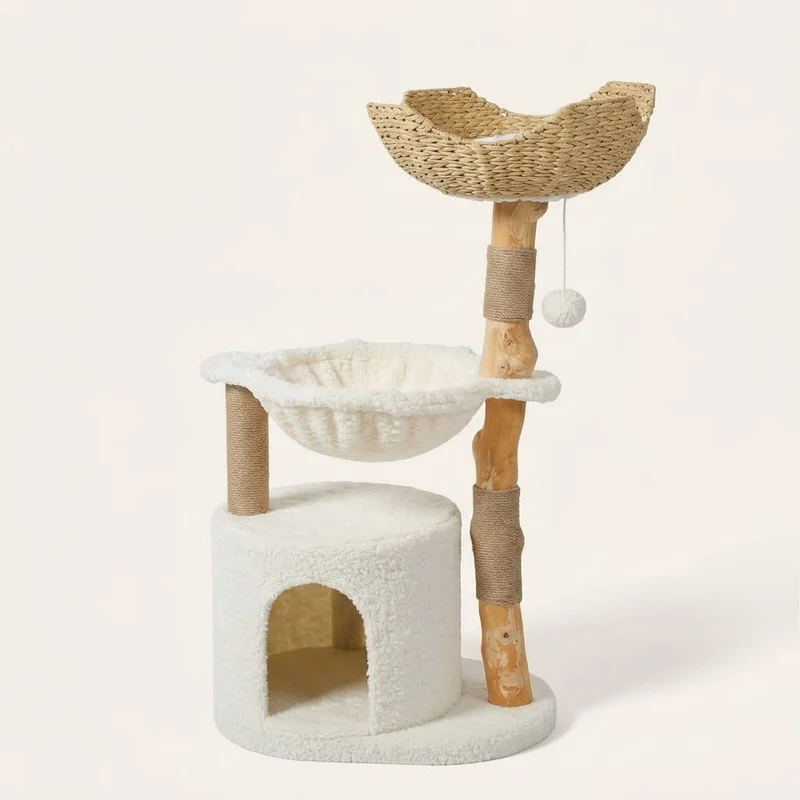 Arbre à chat 2 griffoirs et bois flotté — Kisen