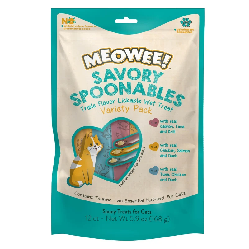MEOWEE ! Savory Spoonables : Pack Découverte, 12 Tubes avec Cuillère Intégrée