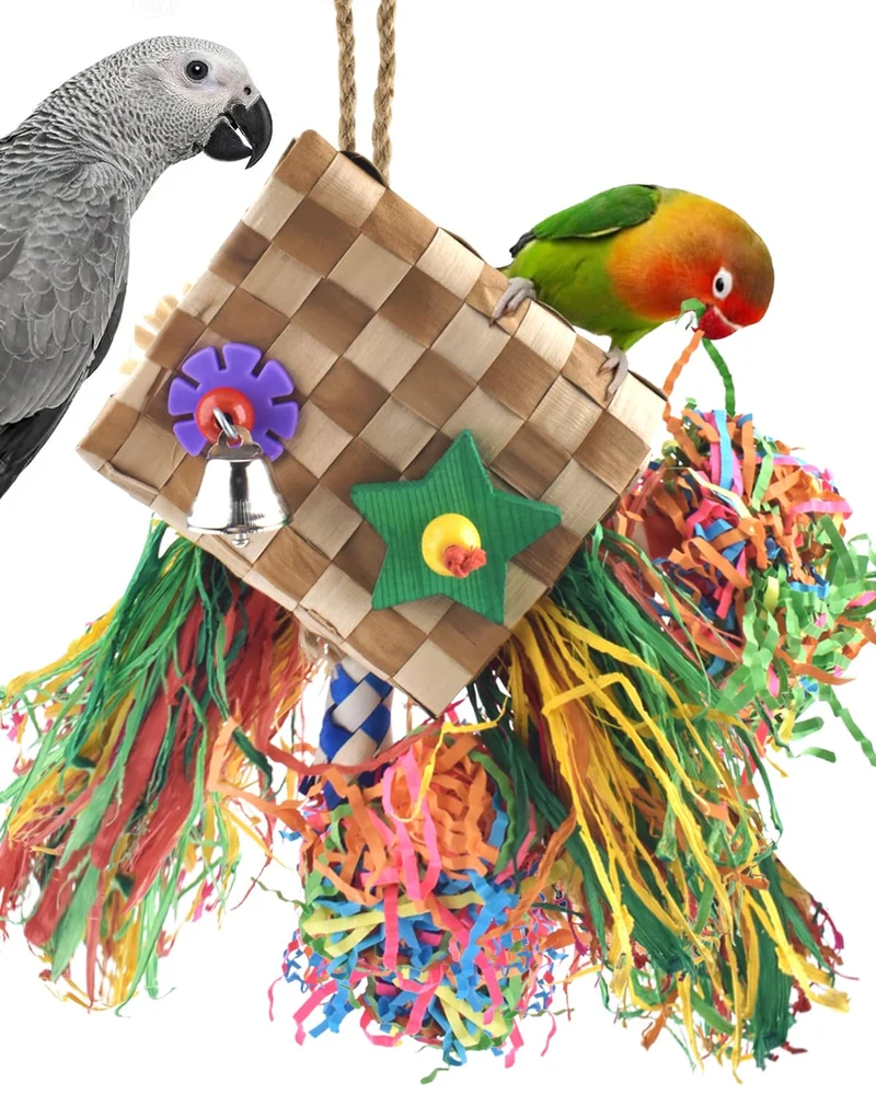 Bissap – Jouet Perroquet en Palmier Naturel | Tressage Suspendu pour Conure et Autres Grands Oiseaux