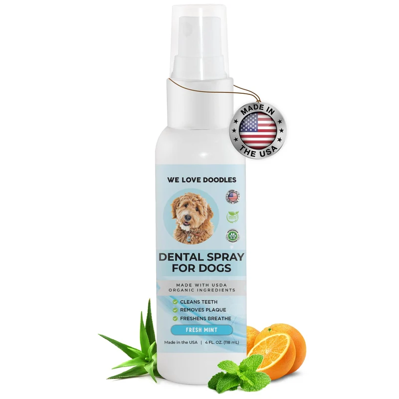 We Love Doodles Spray Dentaire Chien – Haleine Fraîche et Contrôle Plaque, 4oz