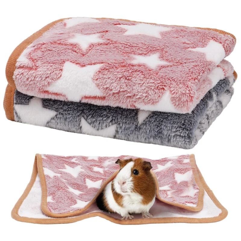 Alphatool – Couverture Douce pour Petits Animaux (2 Pièces) en Peluche Corail, Motif Étoiles, 24 x 16 pouces