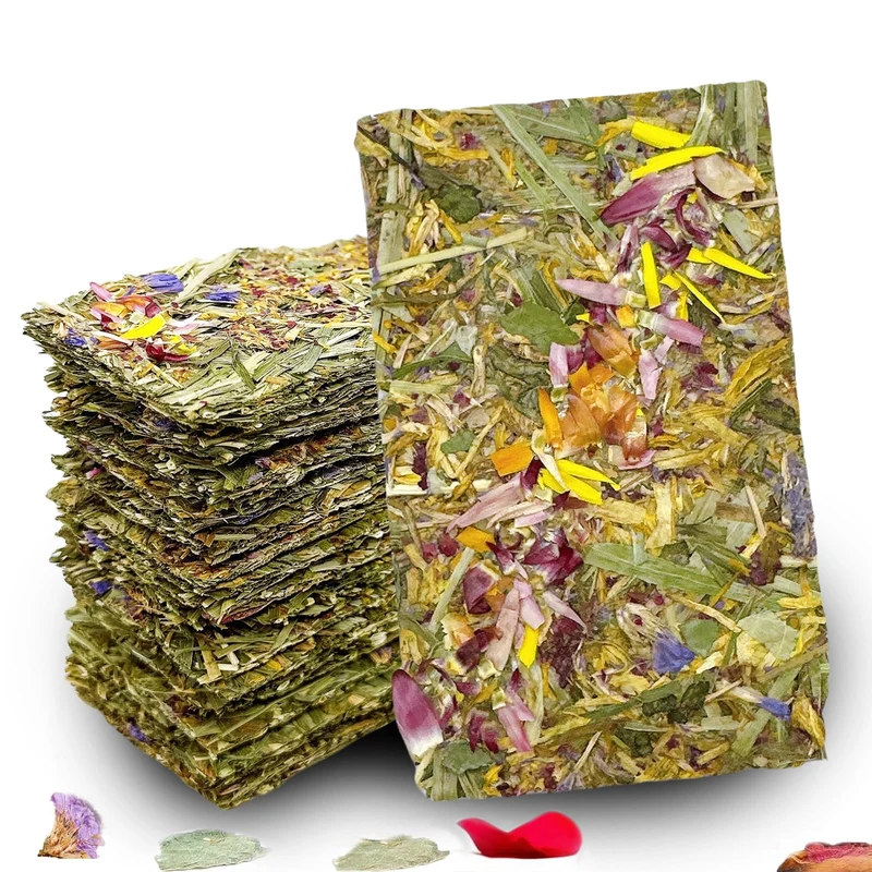 Hamiledyi — Chips de foin Timothy 15 paquets : friandises à mâcher aromatiques pour lapins et petits animaux