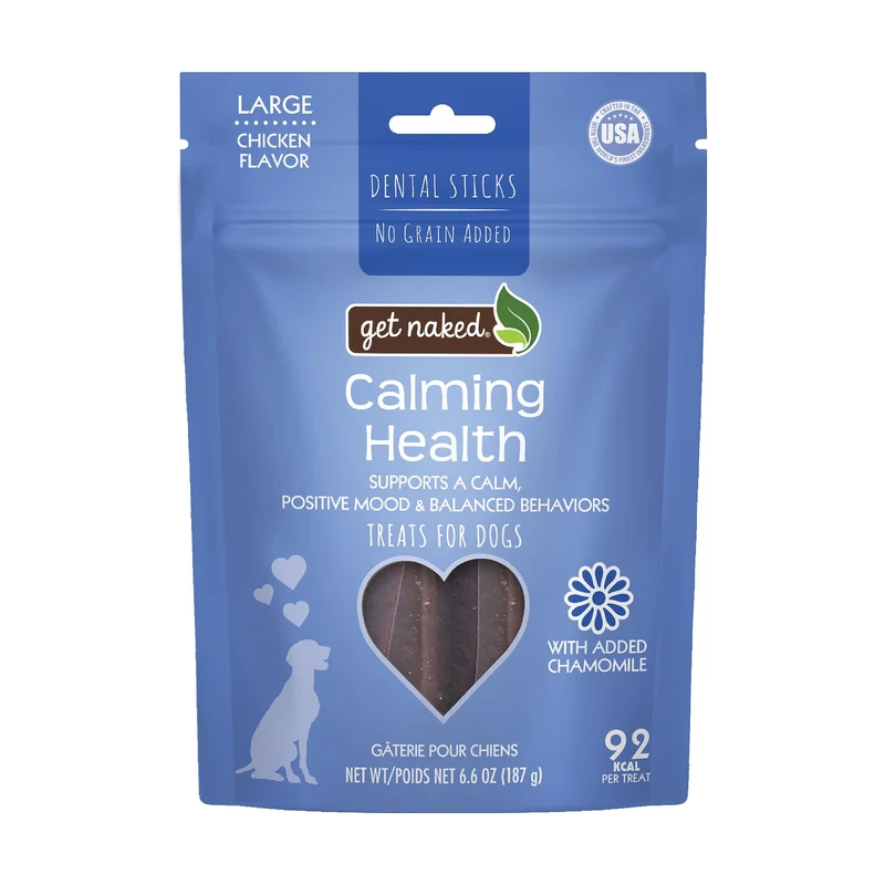 Get Naked Bâtonnets Dentaires Apaisants pour Chiens – Saveur Poulet, Sans CBD, Sans Gluten, Contrôle du Tartre – Grand Format 6,6 oz