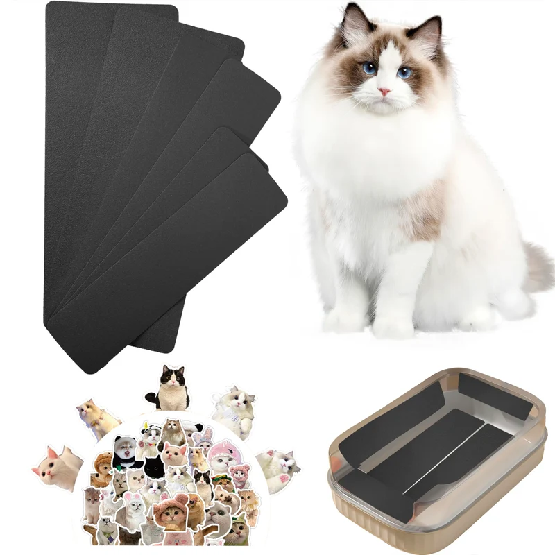DCSUCC Bandes-lime pour griffes de chat — 6 pièces, pour bac à litière, 3 tailles (Noir)
