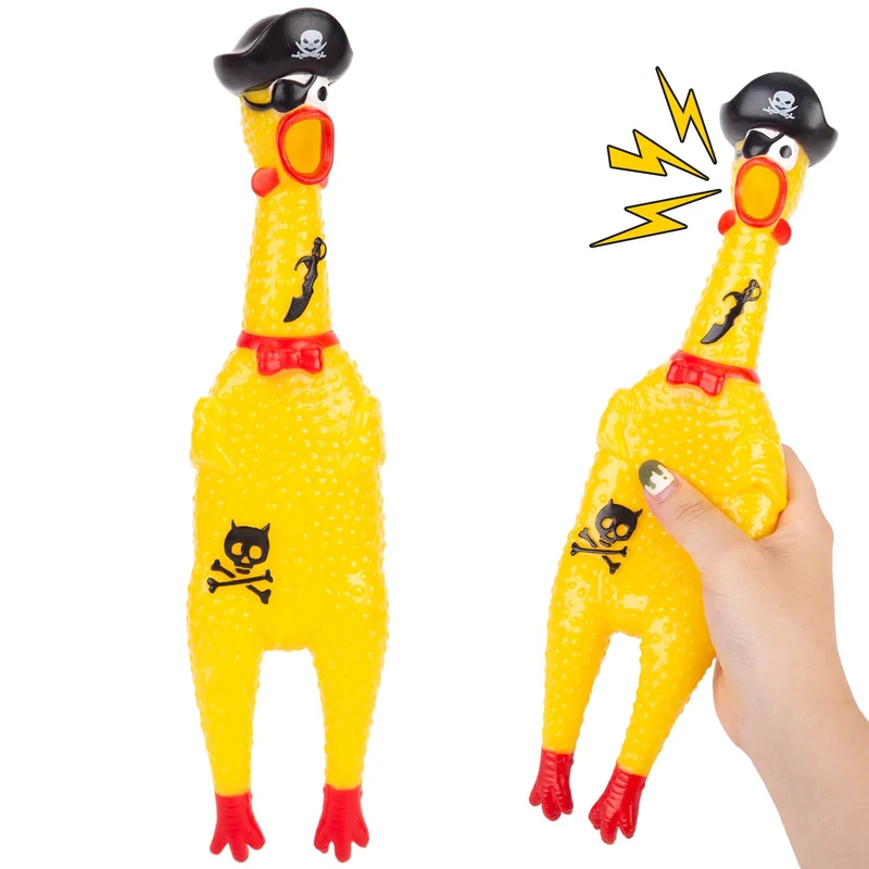 AMOR PRESENT – Poulet en Caoutchouc Criant, Accessoire Fête et Farce Pirate Halloween