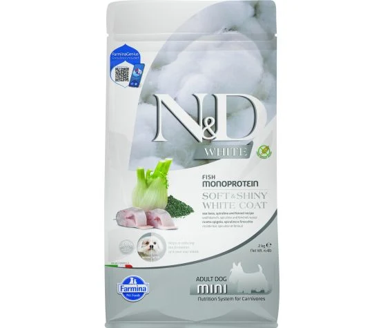 Farmina N&D White - Seabass, Spirulina & Fennel - Mini Adult Dog Food 4.4lb