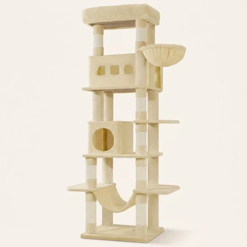 Arbre à chat beige avec hamac — Yoru