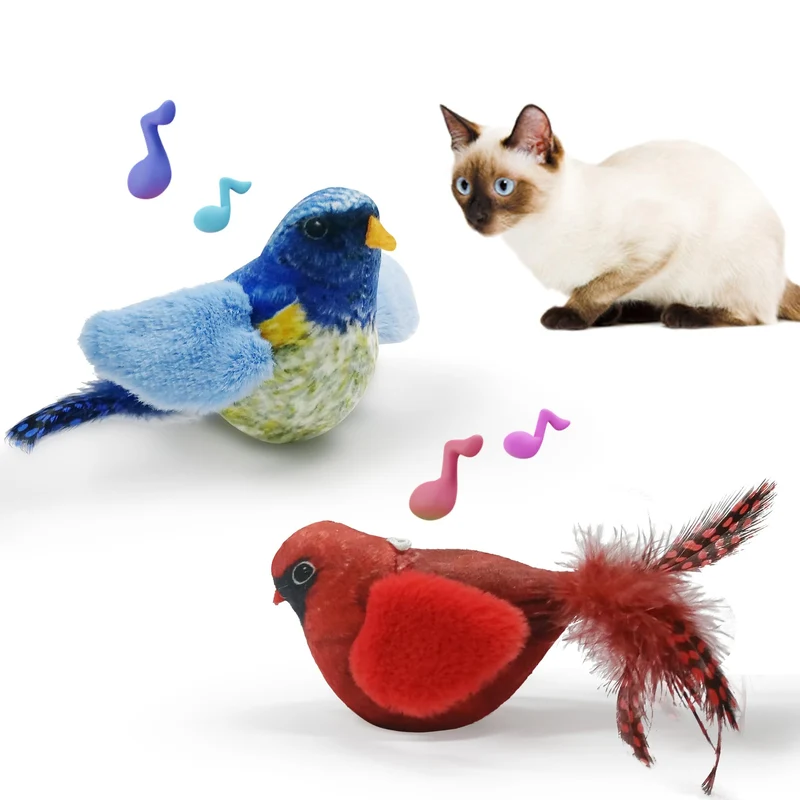 LEWISER JOUETS POUR CHAT - Oiseaux qui pépient (2 pcs) avec SilverVine, interactifs pour baguette et jeux en intérieur