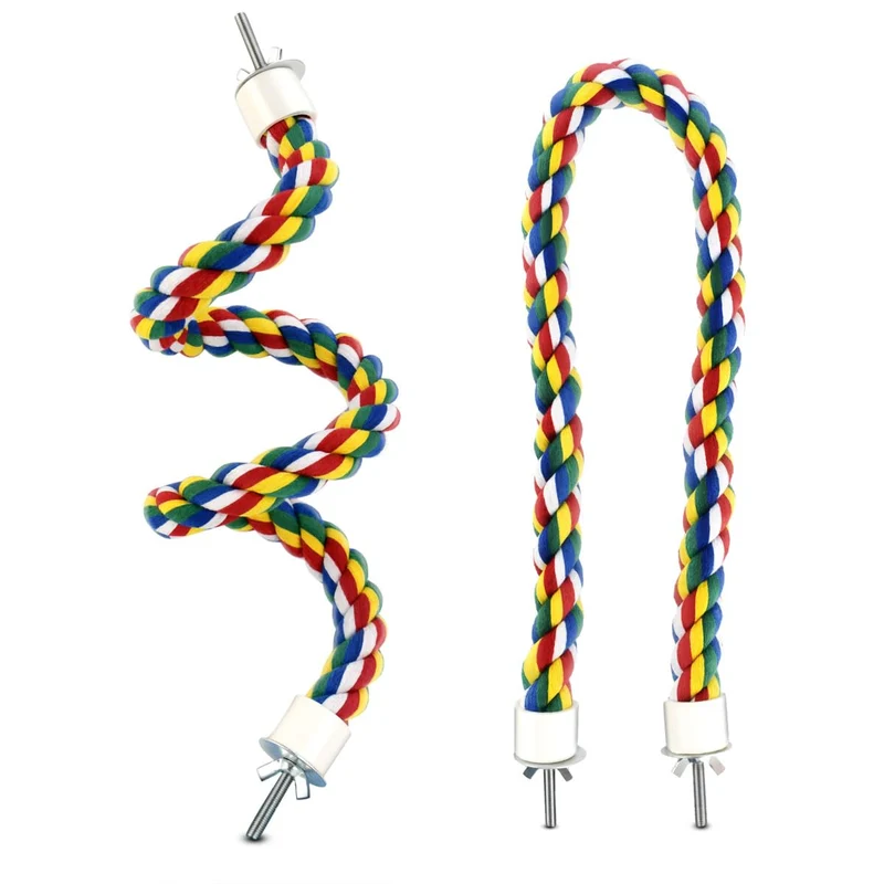 Yuntop – Balancelle d’escalade élastique pour oiseaux, perchoir en corde coloré pour perroquet (23,6 po / 60 cm)