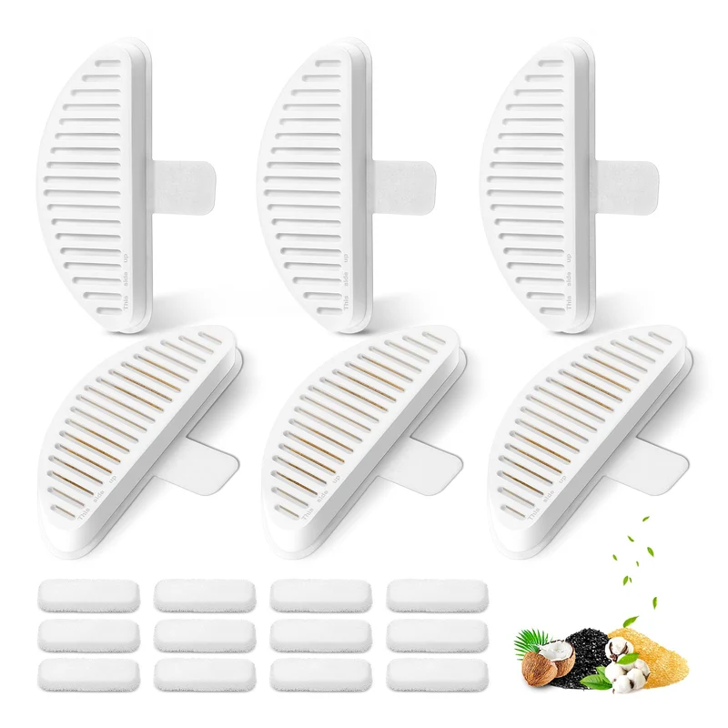 SgurFin Filtres pour Fontaine Chat 67oz/2L — Lot de 6 Filtres et 12 Éponges pour Fontaine Automatique