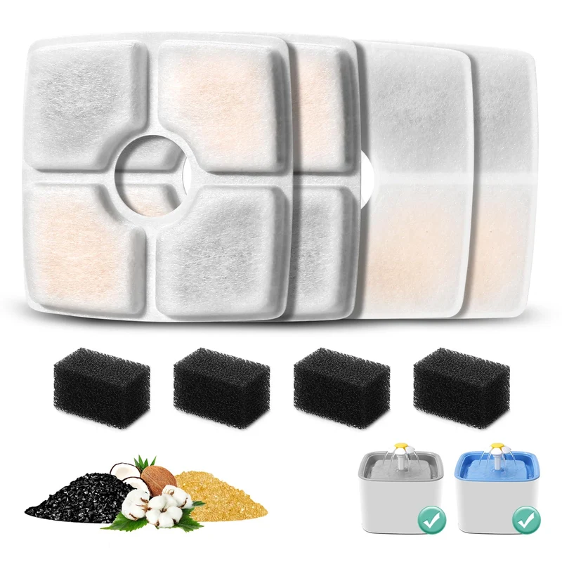 BFLICROY – 4-packs de filtres remplacement et éponges pré-filtre pour fontaine chat 84oz