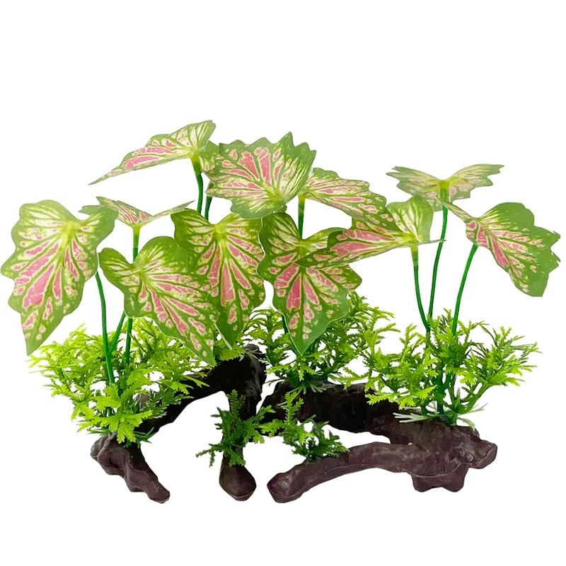 Smoothedo-Pets Aquarium – Feuillage Forêt Rose Petit Ensemble pour Poissons Rouges