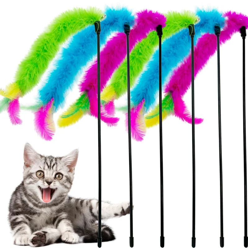 CATENEED – Ensemble de 6 Baguettes Plumées pour Chats – Jouet Interactif d’Intérieur