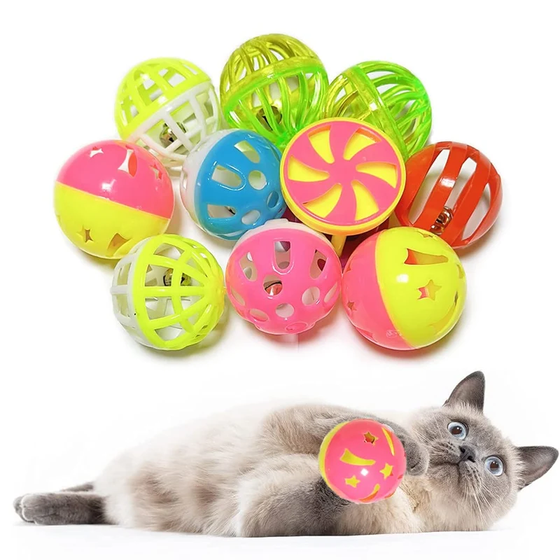 PETFAVORITES Balles Jingle pour Chats – Lot de 10, 6 Styles | Jouets d'Intérieur