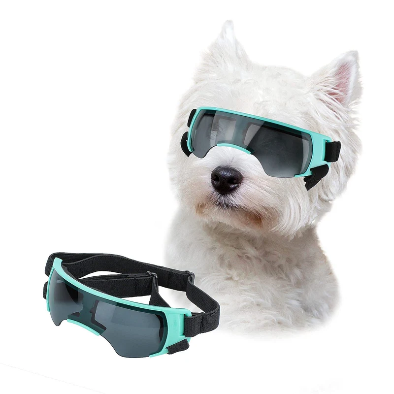 LESYPET Lunettes de soleil pour chien — Petite race, Protection UV 400, Sangles Ajustables (Bleu)
