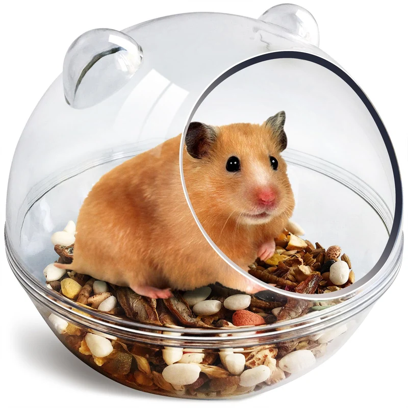TieLishor Baignoire pour Hamster — Bac de Sable Transparent et Sandbox pour Cage (S 4,4 x 4,4 x 3,5 po)