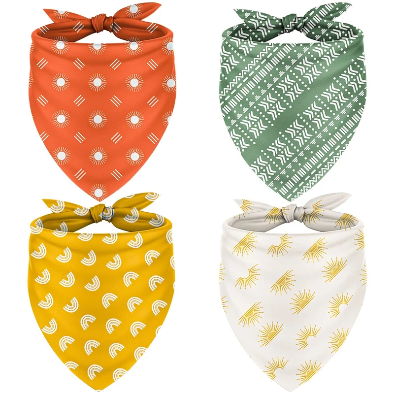 Whaline – Lot de 4 bandanas chien bohème arc-en-ciel, réversibles et lavables