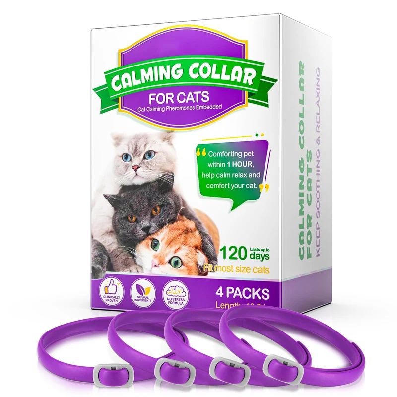 FRDUGA Collier Apaisant pour Chats – Lot de 4, 18 pouces, Action Rapide (1 h), Étanche, Durée jusqu’à 120 jours