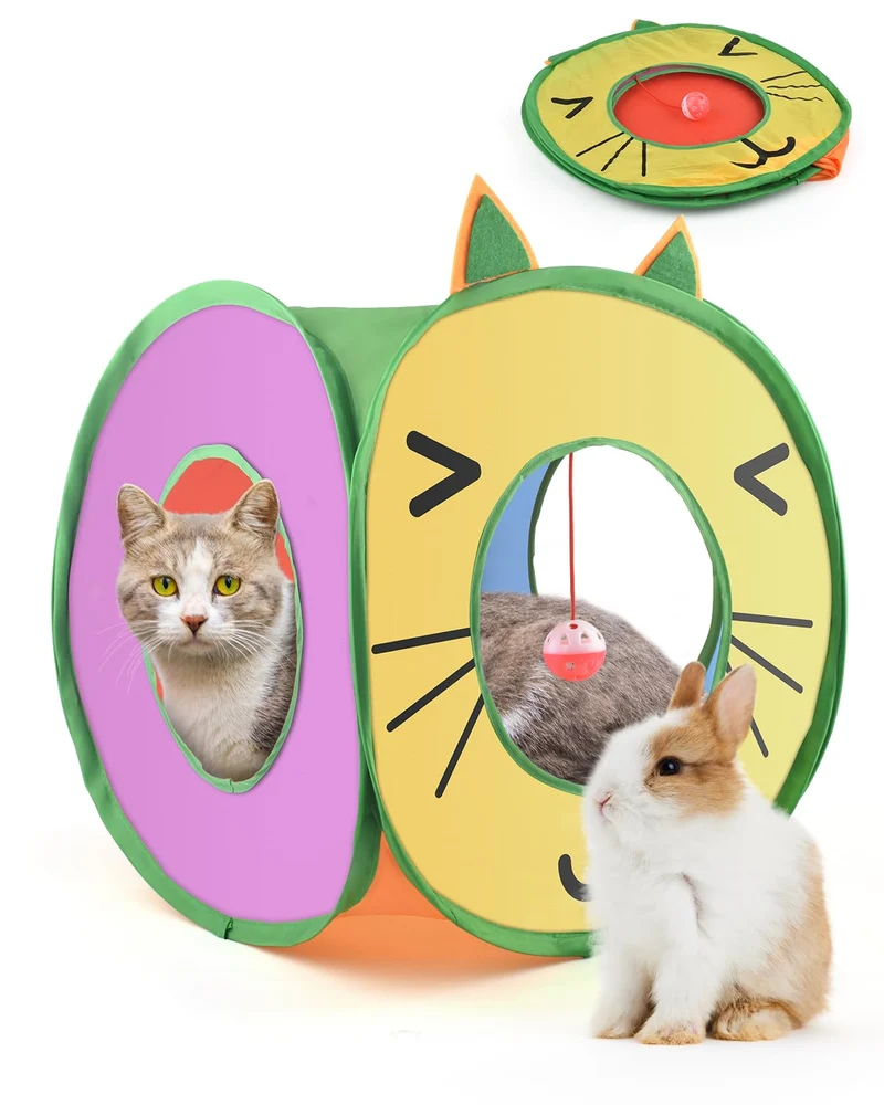Bissap Cube Pop Up pour Chats – Maison de Jeu Pliable avec 3 Ouvertures