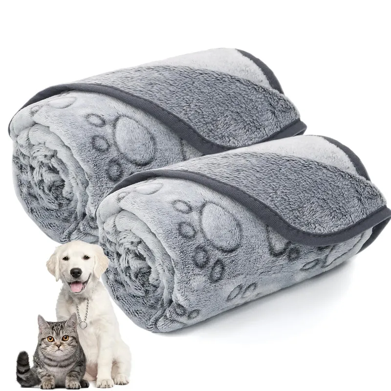 LOKOZ – Pack de 2 couvertures pour chiens (24x32) – Douces, lavables et réversibles avec empreinte de patte