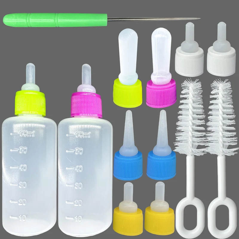 PWOOTEIY | 2 ensembles colorés pour nourrir les petits animaux – biberons souples et tétons interchangeables