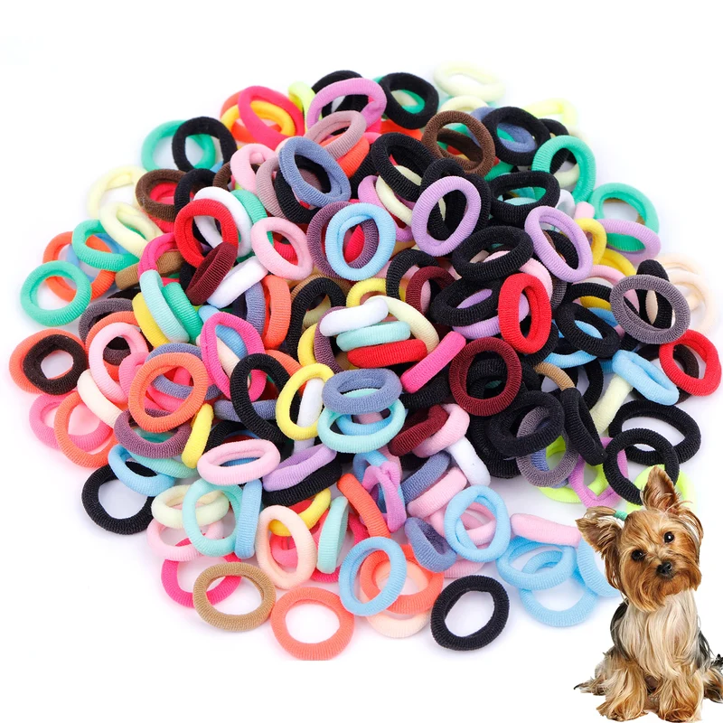 Petbuy 300 Élastiques à Poils pour Chien – 1 pouce (25 mm), Nylon Sans Couture – Pour Petit Chien, Yorkshire et Chiots