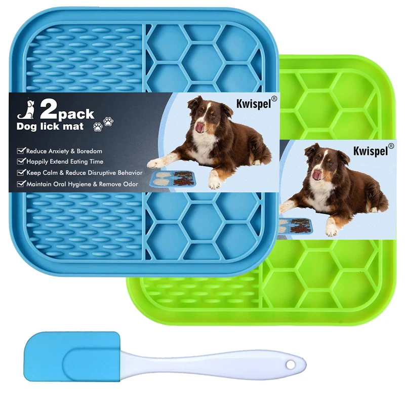 Kwispel Tapis Léchaage pour Chiens et Chats – 2 Pièces avec Ventouses