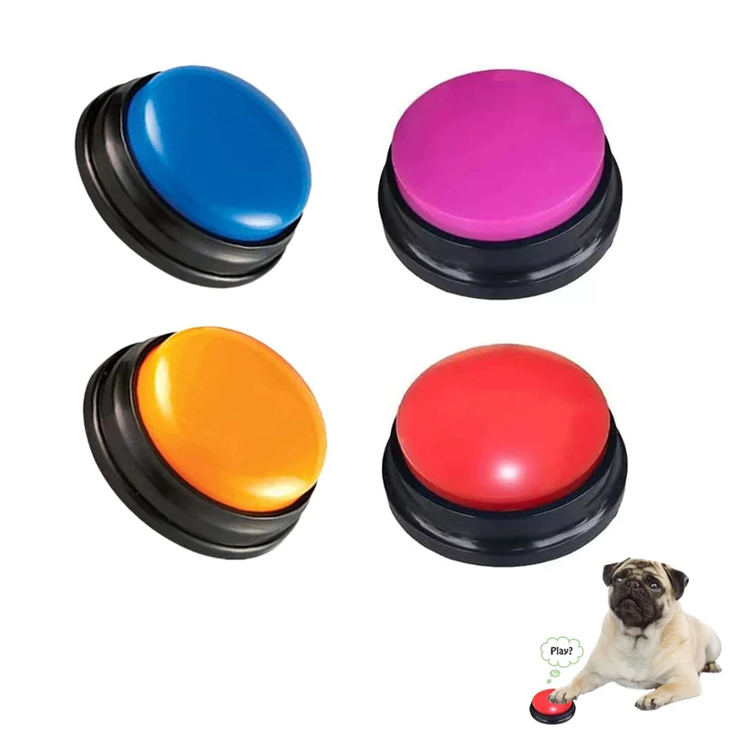 FINEST+ Bouton d'enregistrement vocal pour chiens et animaux — 30 secondes, outil d’entraînement, 4 pièces