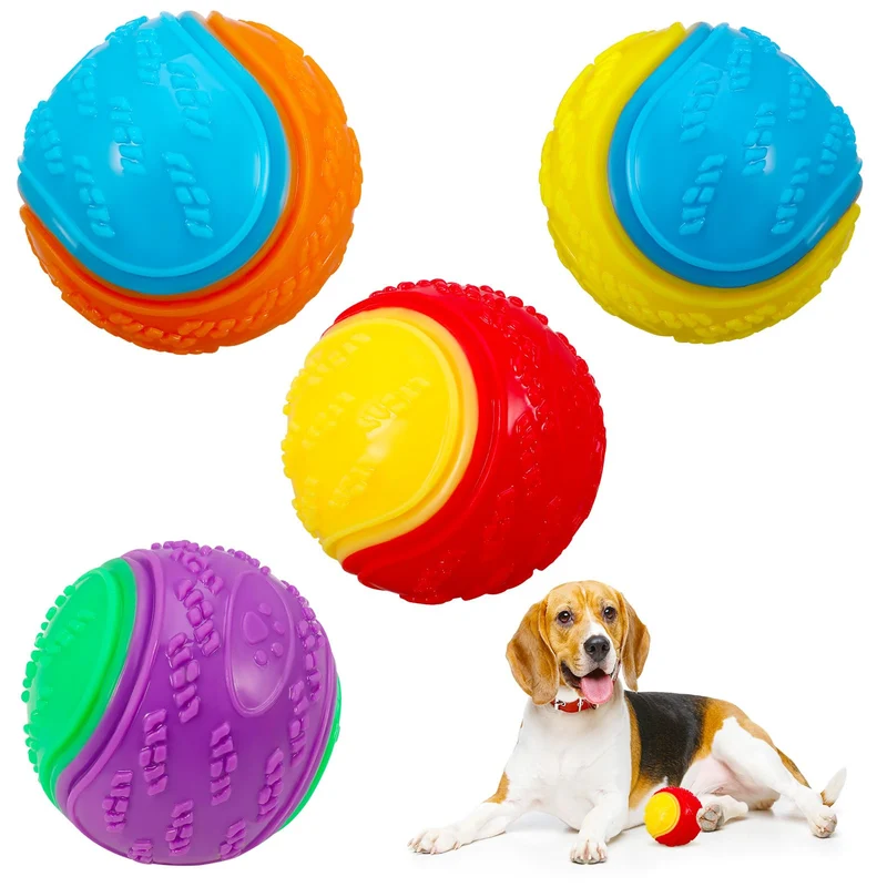 DragonflyDreams Balles pour Chien – Lot de 4, Siffleuses 2,5 pouces pour Chiens Moyens et Grands